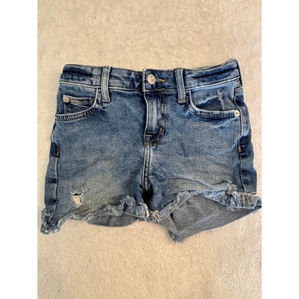 Forever 21 Kids Girls Blue Distressed‎ Denim Shorts Size 9/10 Frayed Hem
